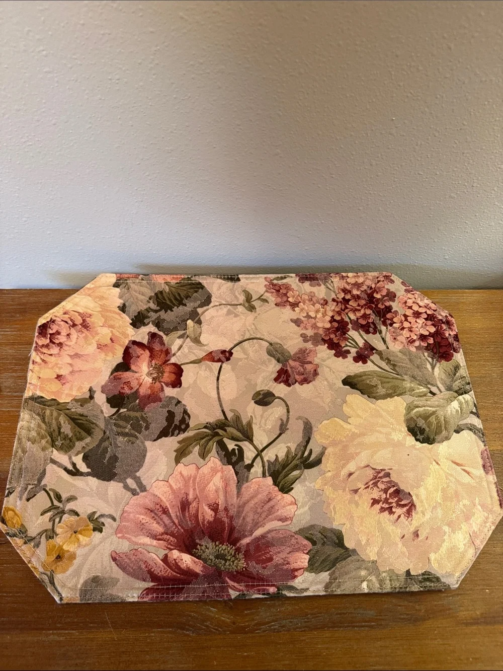 New Set of 6 Floral Reversible Placemats - Rose, Peach & Cream